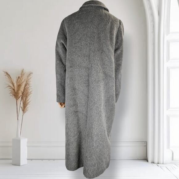Vintage Dutch Llama Mohair Coat Size L Gray Mid Length Overcoat Pockets - Picture 4 of 16